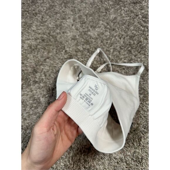 Vanquish Ribbed Seamless Marshmallow White Cross Back Low Support Sports Bra M - Picture 5 of 8